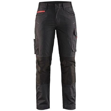 Pantalon de travail maintenance stretch femme 7195 - Noir/Rouge 2XL - FR(50) - SE(C48) - Courtes (1/2)