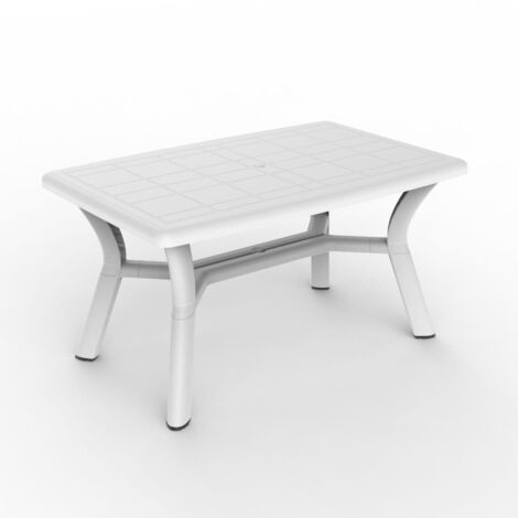 Garbar – Table rectangulaire 140x90 cm en polypropylène – Résistante aux UV – Trou parasol 38 mm – Pour 2 à 4 personnes – Intérieur et extérieur