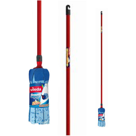 Vileda – Kit serpillière microfibres 30% – Nettoyage efficace tous types de sols – Poignée ergonomique – Tête rotative pour coins difficiles (1/6)