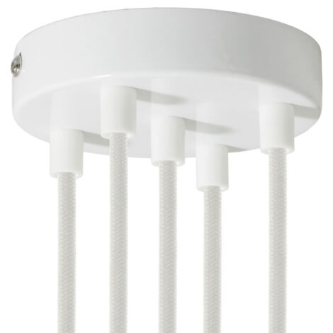 Kit rosace métallique cylindrique à 5 trous creative cables - Cylindrique, blanc brillant