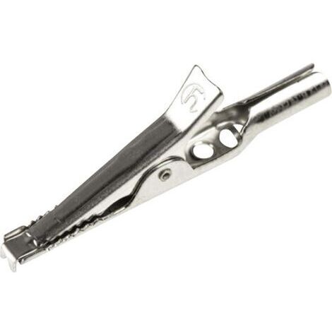 Pince crocodile fine 4 A argent SKS Hirschmann 930122000 Plage de serrage max.: 10 mm Longueur: 49 mm 1 pc(s) Q59467 (1/5)