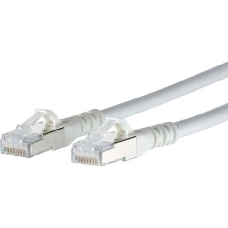 Metz Connect 1308455088-E RJ45 Câble réseau, câble patch CAT 6a S/FTP 5.00 m blanc avec cliquet d'encastrement 1 pc(s) R07860 (1/3)