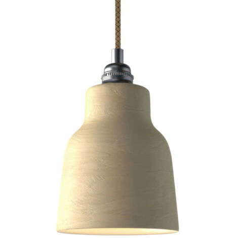 creative cables - Lampe suspendue fabriquée en Italie avec câble textile, abat-jour en céramique, vase et garniture métallique