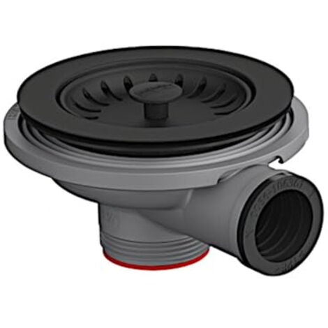 Franke – Bonde à panier Colorline 3 1/2" – Finition noir mat – Raccord de trop-plein inclus – Pour éviers Fragranit (1/2)