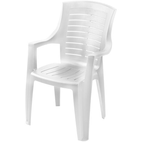Fauteuil relax empilable blanc 55x60x91cm – Dossier haut pour confort – Design moderne pour intérieur et extérieur – Salone Srl - tal050bi