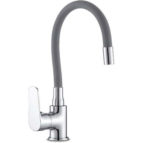 Mitigeur d'évier bec flexible gris (1/2)