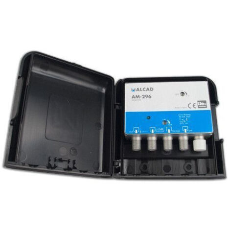 Préampli de mât 32 dB – Amplificateur UHF DAB FM – 3 entrées indépendantes – Alimentation 24 Vdc incluse – Étanchéité IP53 – Alcad