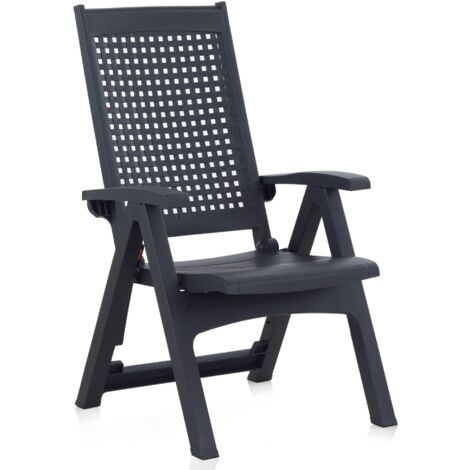 Fauteuil de jardin multiposition en résine et métal anthracite – 4 positions ajustables – Verrou de sécurité – Dimensions 108x85x63cm – 55351 – Shaf