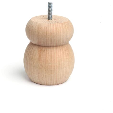 REI – Pied rond en hêtre brut Ø7,7 x 10 cm – Système de fixation vis à pointe métallique – Charge max 250 kg – Pour meubles modernes (1/3)