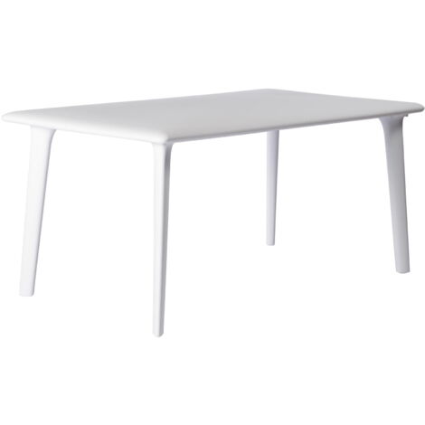 Table rectangulaire de jardin 160x90 cm – Polypropylène blanc – Résistante aux intempéries et protection solaire UV – Pour 2 à 4 personnes – Resol