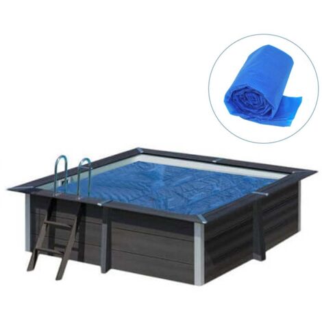GRE – Bâche à bulles pour piscine composite carrée 3,26 x 3,26 m – Épaisseur 400 microns – Anti-UV – Diminue évaporation et protège débris