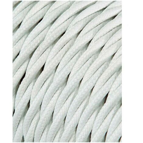 Câble Textile Tressé 2x0,75mm C-01 Soie Blanc Aluminium 5m (1/3)