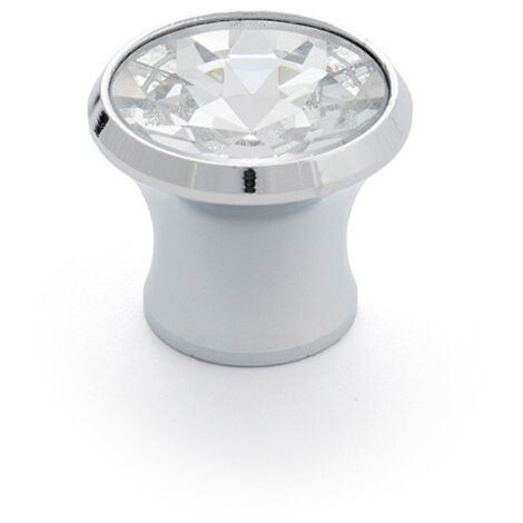 Blister de 4 boutons de meuble ronds en verre avec finition chromée brillante - transparent mod.943 ø27mm rei.