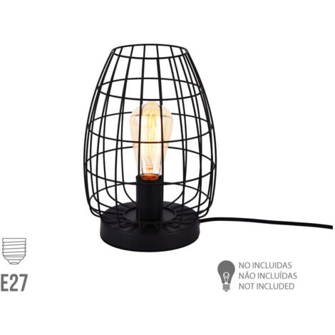 Lampe De Table Métallique E27 60w Couleur Noire ø20x27,5cm Edm (1/3)