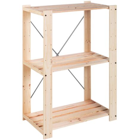 Étagère en pin massif 111x76,7x43cm – Charge max 75kg par tablette – Finitions brutes pour personnalisation – Montage facile – Astigarraga (1/5)