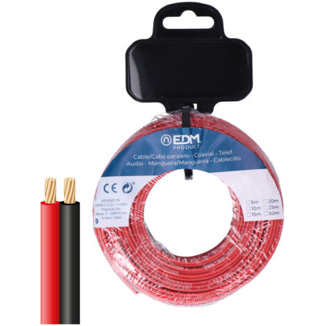 EDM Produit Cable Parallèle Plat EDM 28710 Noir Rouge 50 m 2 x 1 mm - Brand EAN : 8425998287103 (1/2)