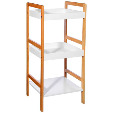 Etégère à 3 niveaux en bois - L 36 x P 33 x H 80 cm - Epuréo Blanc - Livraison gratuite