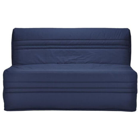 Les Tendances – Banquette BZ 3 places en tissu 100% coton bleu marine – Dimensions L 143 x P 97 x H 89 cm – Assise ferme en mousse polyuréthane 24 kg/m3 (1/5)