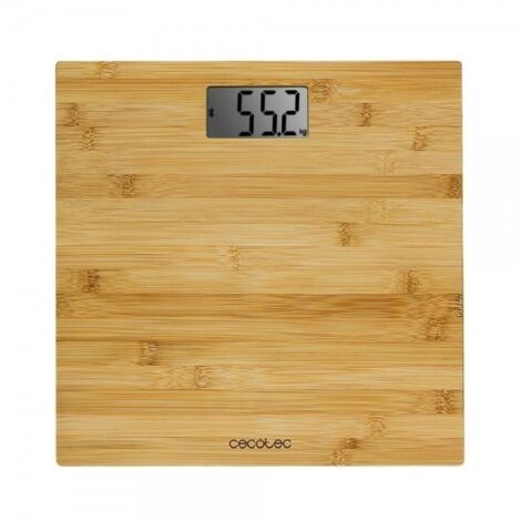 Cecotec – Pèse-personne numérique en bambou 180 kg – Écran LCD 74 x 38 mm – Graduation 100 g – Base antidérapante pour sécurité accrue (1/7)