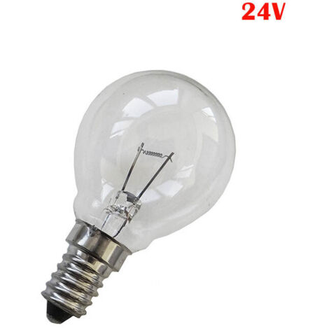 Ampoule à incandescence sphérique transparente 40W E14 24V – Luminosité 480 lm – Température de couleur 2800 K – Angle d'ouverture 360°