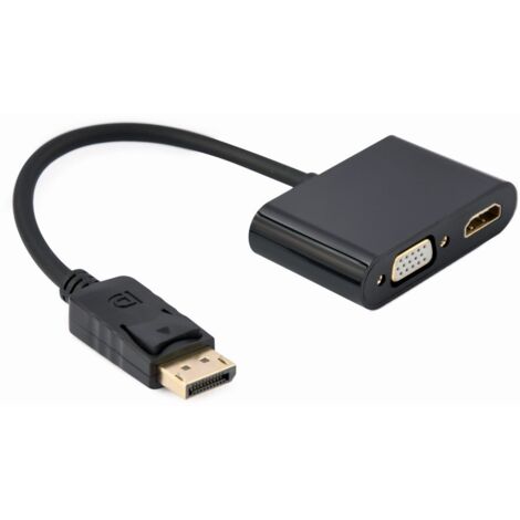Gembird A-DPM-HDMIFVGAF-01 Câble adaptateur DisplayPort mâle vers HDMI femelle + VGA femelle, noir (1/2)