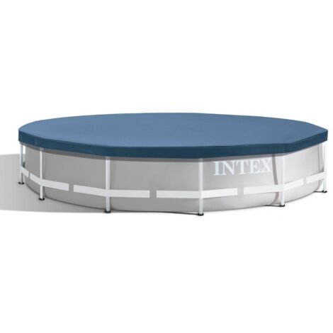 Intex – Bâche de protection pour piscine tubulaire ronde 3,66 m – PVC 0,175 mm – Couleur bleue – Avec cordes de fixation