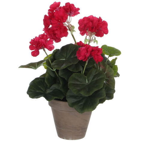 Géranium rose foncé en pvc avec pot gris