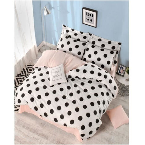 Cotecosy – Parure de lit 240 x 220 cm – 2 taies d'oreiller 60 x 60 cm – 65% coton 35% polyester – Lavable en machine à 30 °C – Système de fermeture à bouton