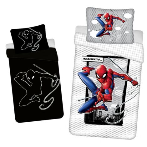 Parure de lit en coton Spider-Man phosphorescente - 140 x 200 cm - Blanc - Livraison gratuite