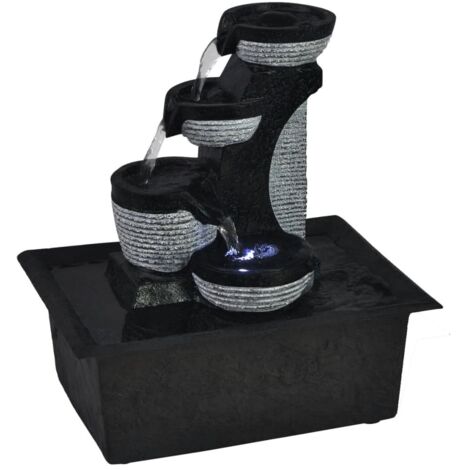 Vidaxl – Fontaine d'intérieur LED 22,5 x 17 x 25,5 cm – Polyrésine résistante aux UV – Effet cascade relaxant – Autonome pour intérieur