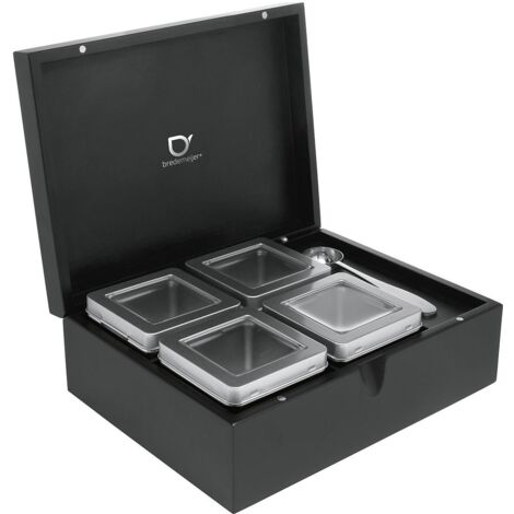 Teebox mit 4 Dosen und Kaffeemaßlöffel matt schwarz (1/6)