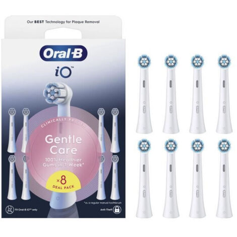Brossettes - ORAL-B - iO refills Gentle Care - Pack de 8 - Blanc (1/5)