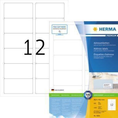 HERMA Etikett PREMIUM 4666 88,9x46,6mm weiß 1.200 St./Pack. (1/5)