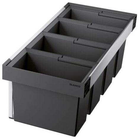 Blanco – Poubelle encastrable tri sélectif 4 compartiments 73l – 3 bacs de 19l et 1 bac de 16l en plastique – Installation sous meuble – 521475 (1/4)
