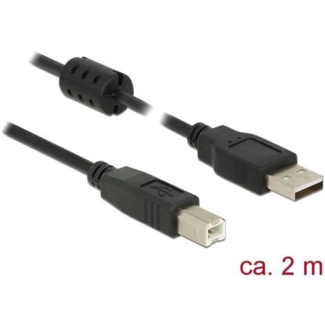 Delock Câble USB USB 2.0 USB-A mâle, USB-B mâle 2.00 m noir avec noyau en ferrite 84897 (1/4)