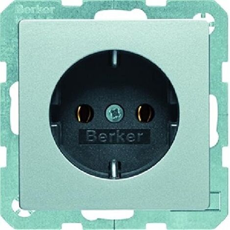 HAGER 47436084 PRISE DE COURANT TYPE F ALUMINIUM BERKER (1/2)