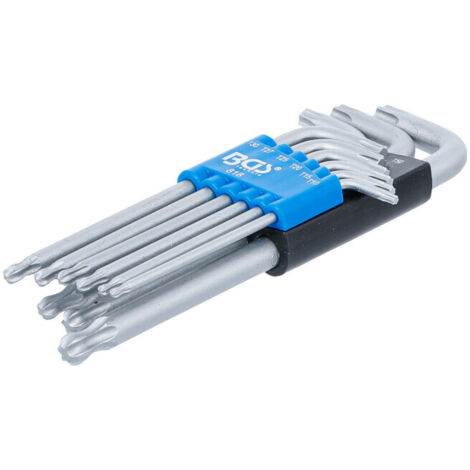JEU DE CLÉS COUDÉES PROFIL T (POUR TORX) AVEC TÊTE SPHÉRIQUE T10 - T50 9 PIÈCES BGS 818 (1/5)