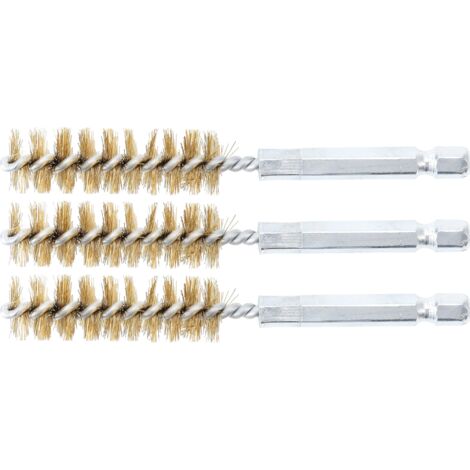 BGS Brosse laiton 14 mm entraînement hexagone extérieur 6,3 mm (1/4") 3pcs - 3078-14-M (1/4)