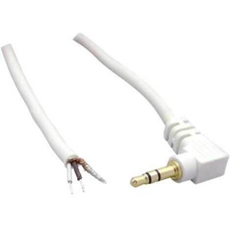 Jack 2.5 mm mâle, coudé BKL Electronic 1101253 Nombre de pôles: 3 stéréo blanc 1 pc(s) W094921 (1/3)