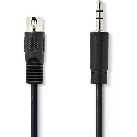 Cable audio din din 5 pin male 35 mm male plaque nickel 200 m rond pvc noir label 86 (1/2)