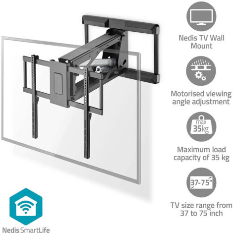 Montage tv mural motorise 37 - 75 - poids decran maximal pris en charge 35 kg rotatif distance minimale du mur 153 mm distance maximale du mur 485 mm telecommande abs acier noir (1/5)