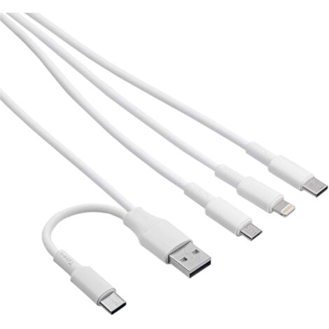 Akyga Câble USB USB-C® mâle, USB-A mâle, Connecteur Lightning , USB-Micro-B mâle 1.20 m blanc AK-USB-52 Y619383 (1/2)