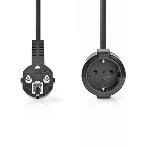 Cable dalimentation connecteur dalimentation male connecteur dalimentation femelle coude droit nickele 300 m rond pvc noir enveloppe (1/4)