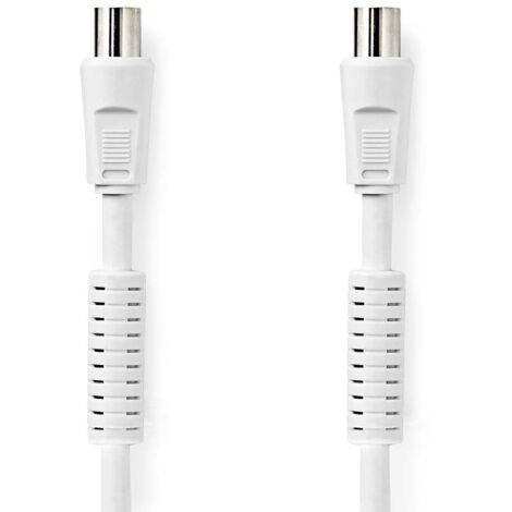 Cable coax iec coax male iec coax femelle plaque nickel 120 db 75 ohm quad blinde 100 m rond pvc blanc label (1/3)