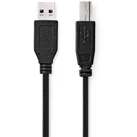 Cable usb usb 32 gen 1 usb a male usb b male 5 gbps nickele 200 m rond pvc noir boite (1/3)