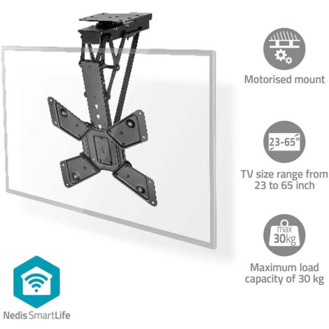 Support de plafond tv motorise 23 - 65 - poids decran maximal pris en charge 30 kg rotatif inclinable distance minimale au plafond 140 mm telecommande acier noir 8830 (1/5)