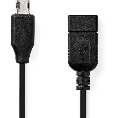 Adaptateur usb micro b usb 20 usb micro b male usb a femelle 480 mbps 020 m rond nickele pvc noir boite (1/3)