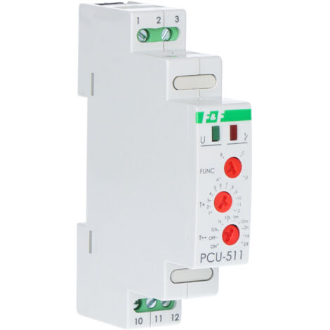Relais temporisé multifonction PCU-511, contacts : 1P, U=230V, I=10A, 1 module (1/3)