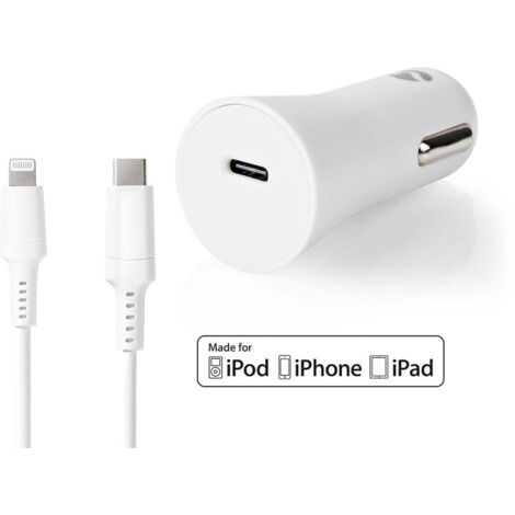 Chargeur de voiture 20 w 167 222 30 a nombre de sorties 1 type de port usb c cable lightning 8 pin loose 10 m selection automatique de la tension (1/5)