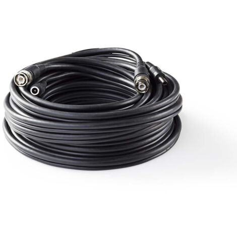 Cable pour camera de videosurveillance bnc dc 100 m rond pvc noir boite cadeau 385841